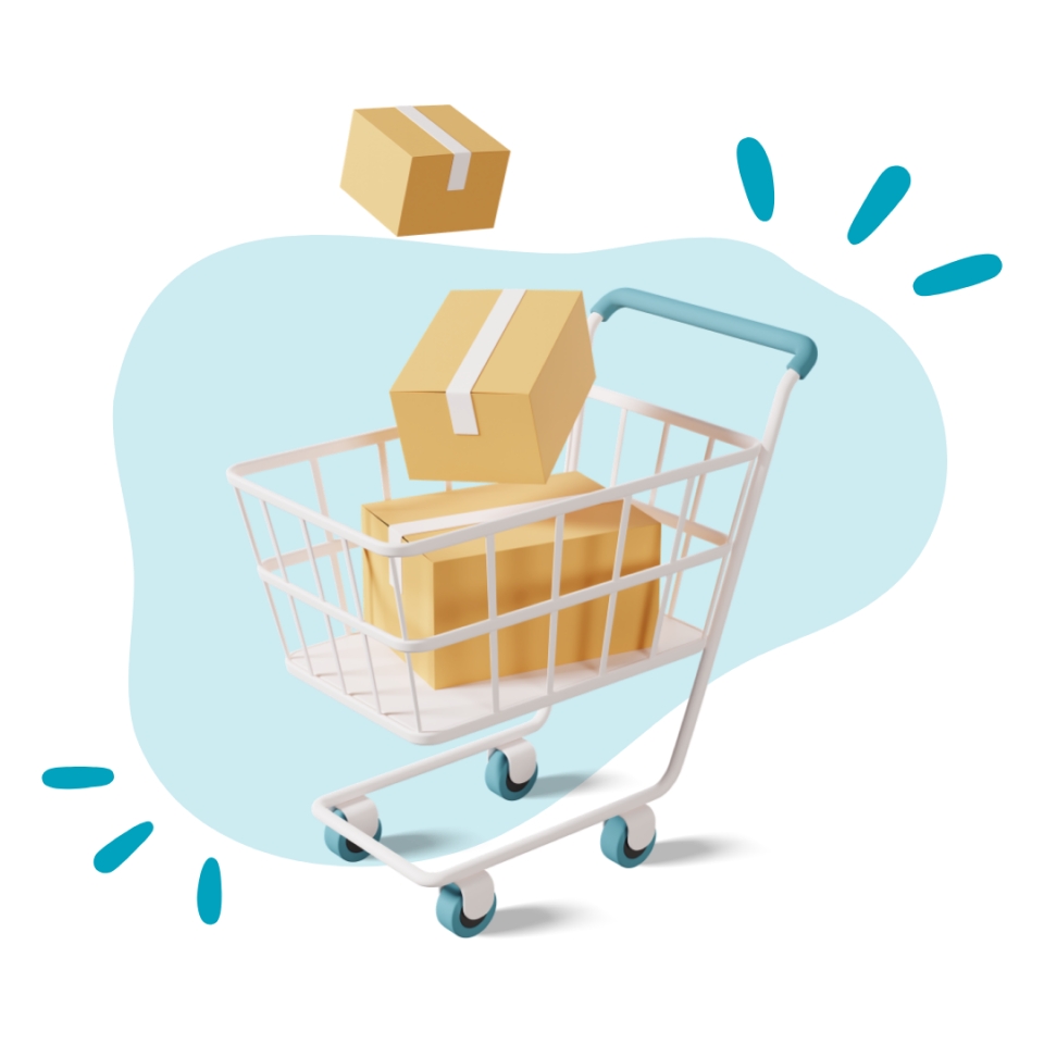 Carrito de compras con cajas